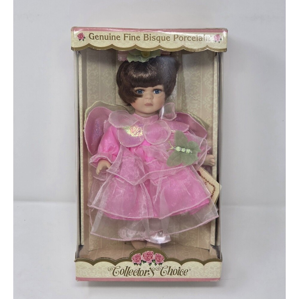 DanDee Collector's Choice 10" Bisque Porcelain Doll Pink Fairy‎ NIB COA 1990s